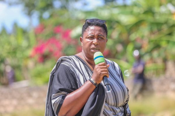 Former Gender Cabinet Secretary Aisha Jumwa addressing during a past function.PHOTO/https://www.facebook.com/HonAishaJumwaK