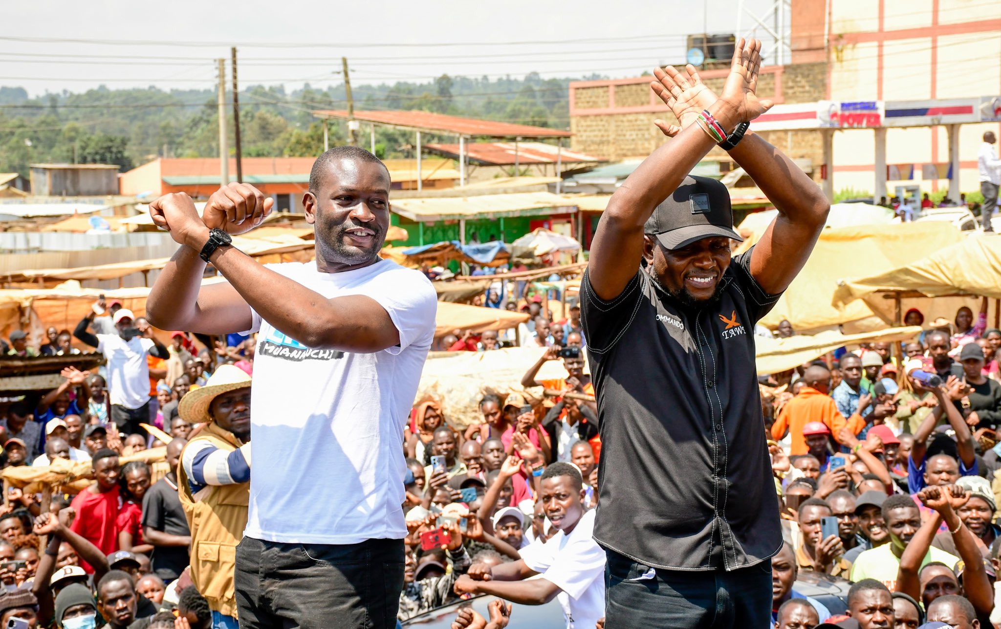 Nairobi Senator Edwin Sifuna and Trans Nzoia Governor George Natembeya during Linda Mwananchi's Western rally.PHOTO/@edwinsifuna/X