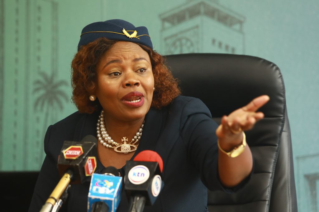 Githunguri MP Gathoni Wamuchomba addresses the media from Parliament. PHOTO/Ronny TV