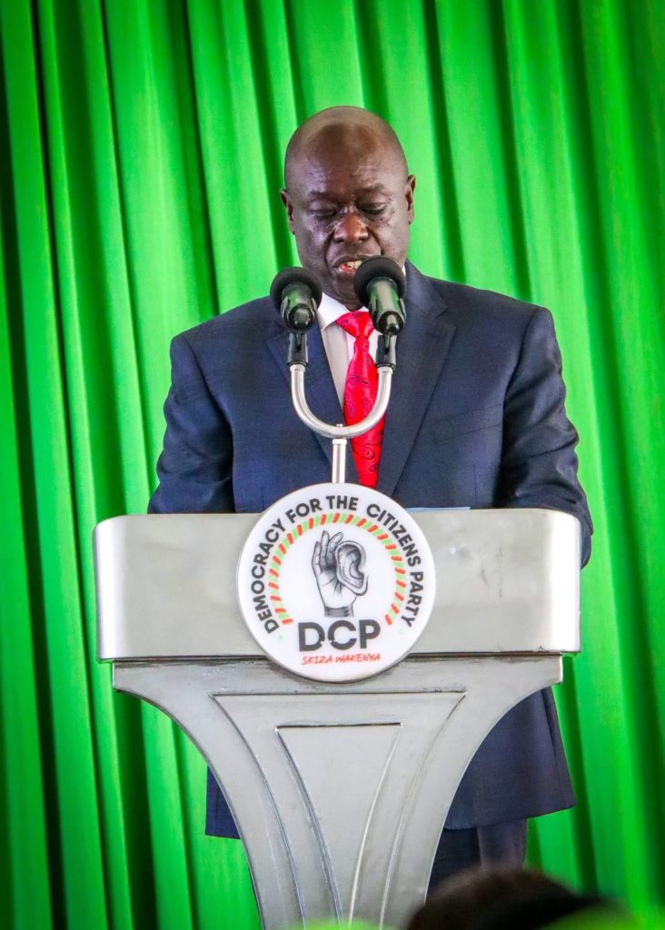 DCP Leader Righathi Gachagua speaks to the media from Wamunyoro. PHOTO/@DPGachagua/X