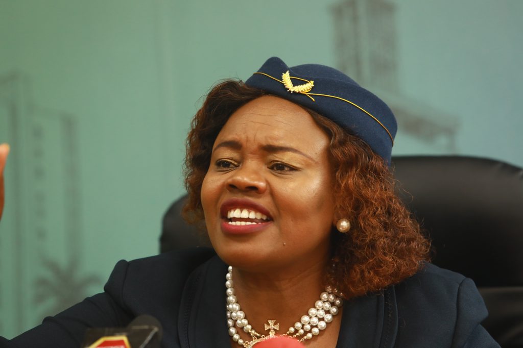 Githunguri MP Gathoni Wamuchomba addresses the media from Parliament. PHOTO/Ronny TV