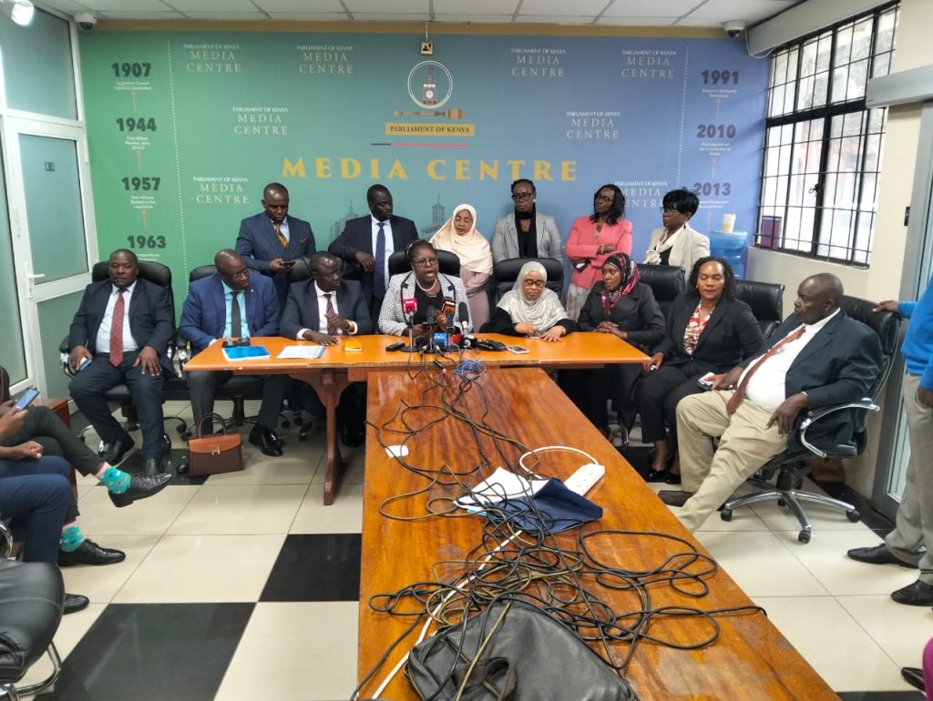 Homa Bay town MP Peter Kaluma speaks to the media in Parliament. Photo/RONNY TV/Parliament Media Centre