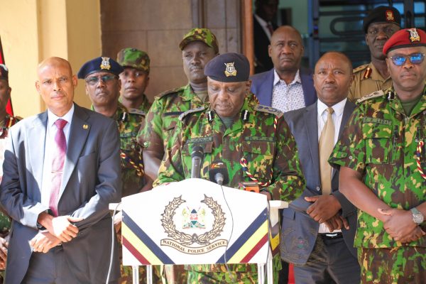 Police IG Douglas Kanja addresses the media during a past event. PHOTO/@NPSOfficial_KE/X