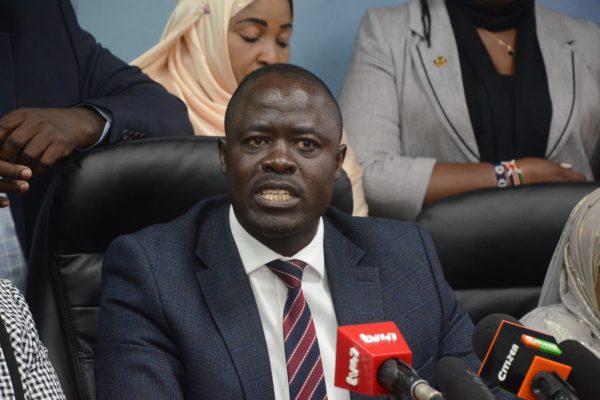 Homa Bay town MP Peter Kaluma speaks to the media in Parliament. Photo/RONNY TV/Parliament Media Centre