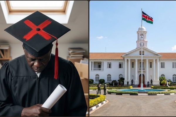 A collage of a degree holder and State House. Photo/Gemini