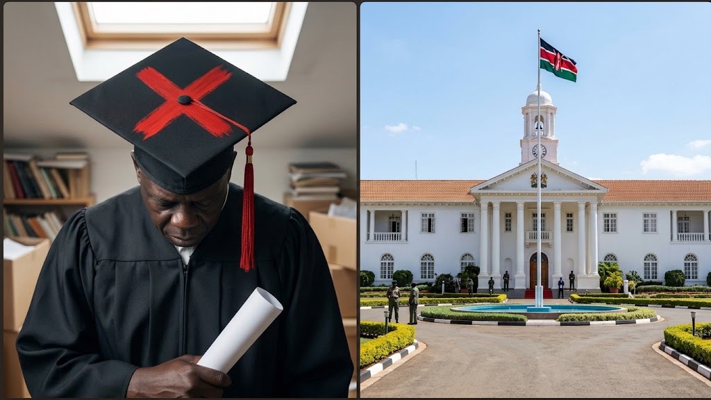 A collage of a degree holder and State House. Photo/Gemini