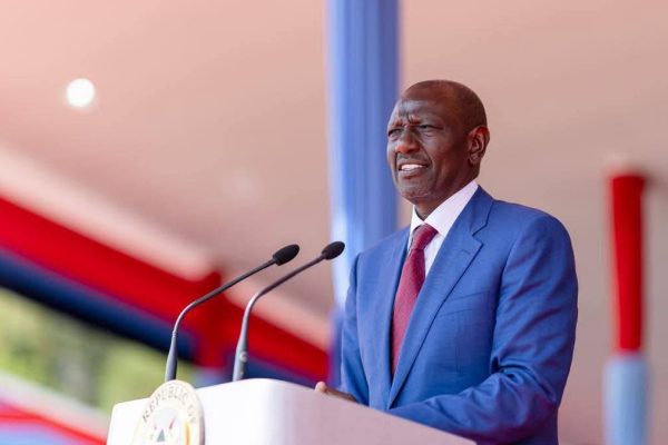President William Ruto speaks during a KDF passout parrade in Eldoret, Uasin Gishu County. PHOTO/Screengrab