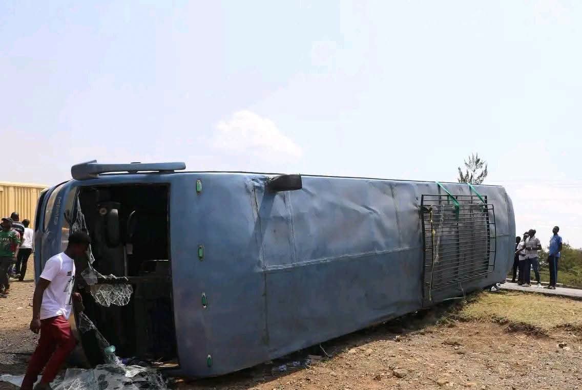 The Technical University of Mombasa, TUM bus that overtuned. PHOTO/@ronnietv