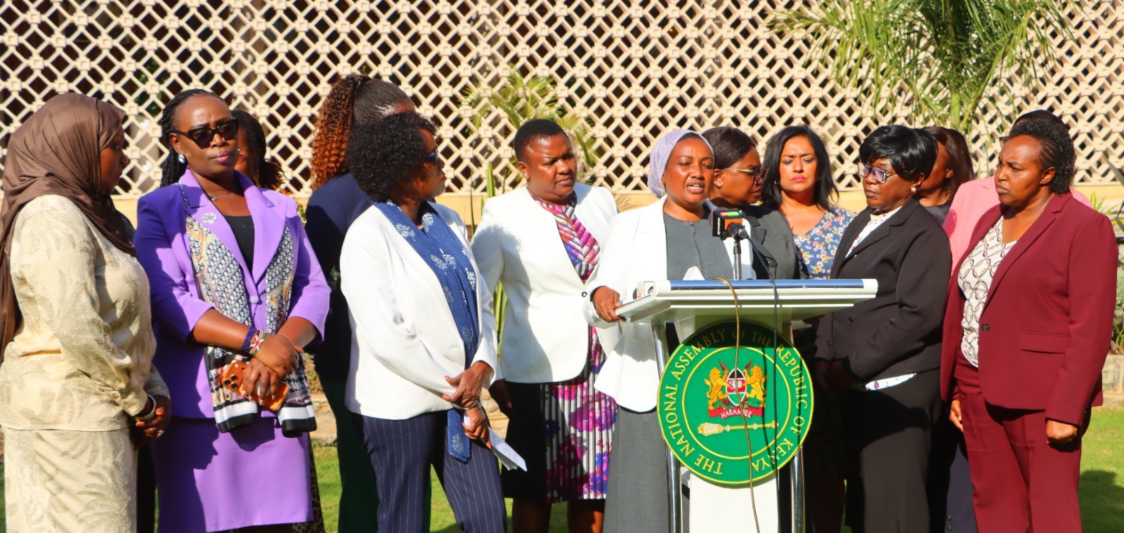 Women MPs address the media about Gachagua. Photos/RONNY TV