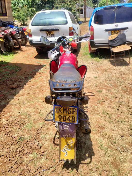 Motorcycle recovered by the DCI on Sunday, September 6, 2026. PHOTO/@DCI_Kenya
