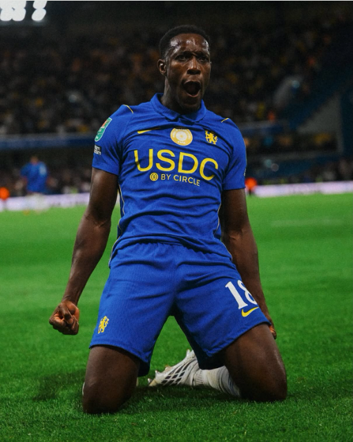 Chelsea forward Danny Welbeck celebrates his goal for the club previously. PHOTO/https://www.facebook.com/ChelseaFC/photos