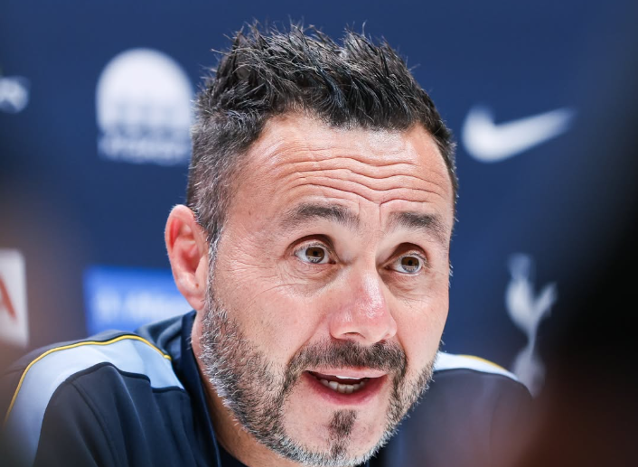 Tottenham Hotspur manager Roberto De Zerbi. PHOTO/https://web.facebook.com/TottenhamHotspur/photos