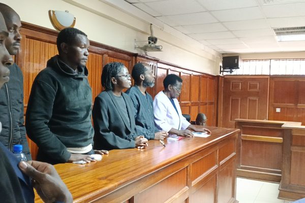 The Five accused persons in the Dr Victoria Mutiso murder case when they appeared in Miliman High Court.PHOTO/@ODPP_KE/X