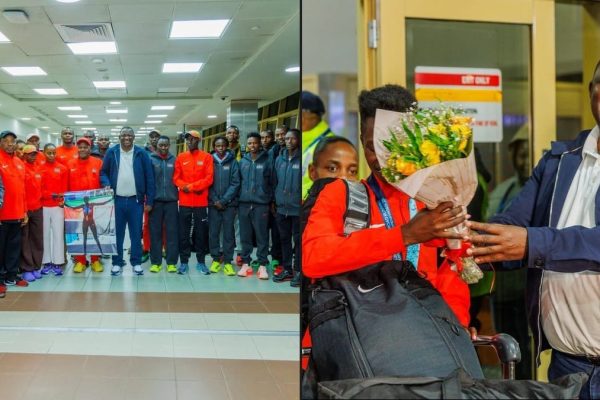 Sports Cabinet Secretary Salim Mvurya received the Kenyan contingent at Jomo Kenyatta International Airport on Tuesday morning, September 22, 2026. PHOTO/https://www.facebook.com/GovernorSalimMvurya