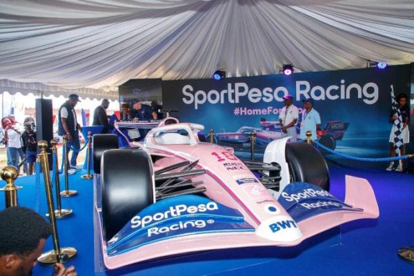 A replica of the 2019 Racing Point Formula One car. PHOTO/SportPesa