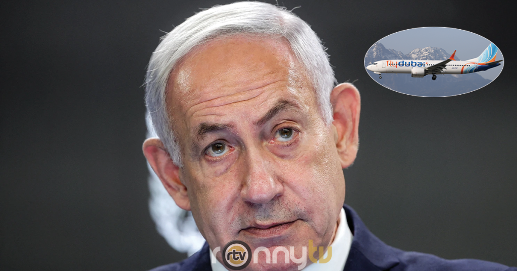 Israeli Prime Minister Benjamin Netanyahu on the plane. PHOTO/Ronny TV