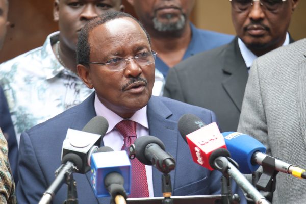 Wiper Patriotic Front leader Kalonzo Musyoka addressing the press.PHOTO/RonnyTV