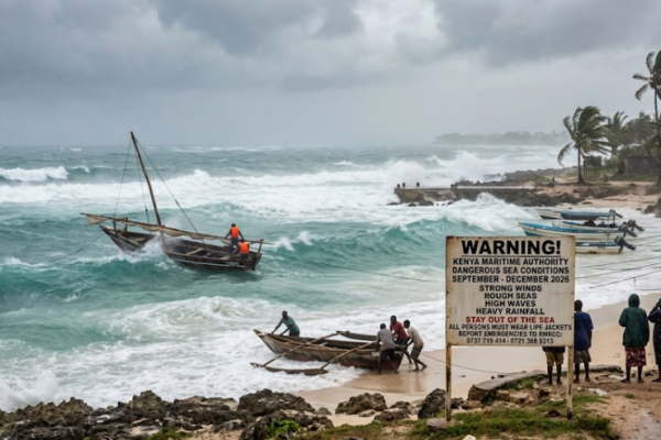 Kenya Maritime Authority warns coastal residents and boat operators of approaching rough seas