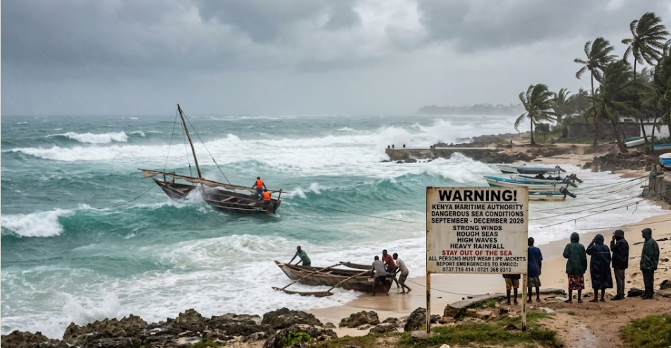 Kenya Maritime Authority warns coastal residents and boat operators of approaching rough seas