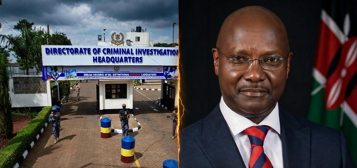 Image of DCI headquarter and the late lawyer Kyalo Mbobu