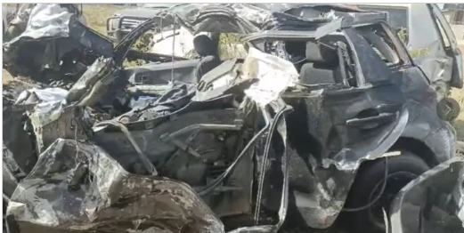 The wreckage of a vehicle involved in an accident along the Gilgil-Nakuru Highway on September 13, 2026