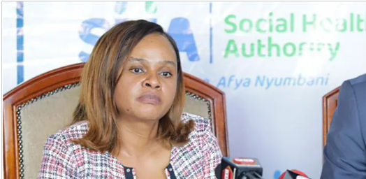 Social Health Authority CEO Mercy Mwangangi during an engagement in June 2025.PHOTO/@_shakenya/X