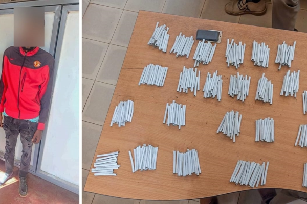 Two persons of interest were arrested, and suspected rolls of bhang recovered by police during an operation in Grogon B area of Korogocho, Nairobi County, on Sunday, September 27, 2026. PHOTO/@NPSOfficial_KE