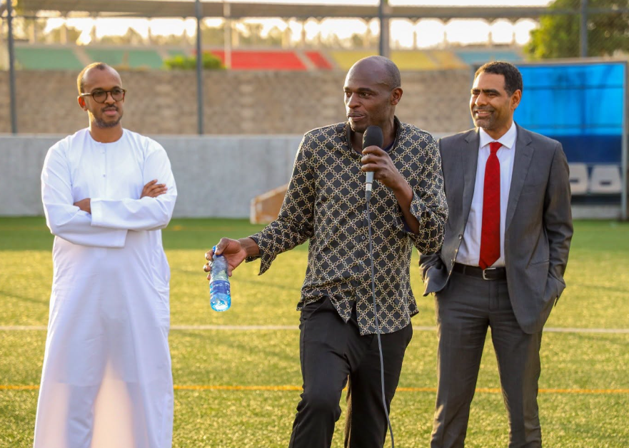 FKF President Hussein Mohammed and football legend Dennis Oliech visited the Kenya U23 camp in Thika on Saturday, October 3, 2026. PHOTOhttps://www.facebook.com/HusseinRashidMohammed/photos
