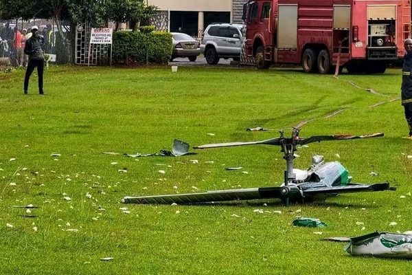 A helicopter crashed at the Kericho Golf Club in Kericho County on October 12, 2026. Photo: Handout.