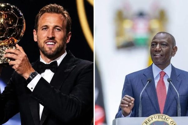 Bayern Munich's Striker Harry Kane and President William Ruto