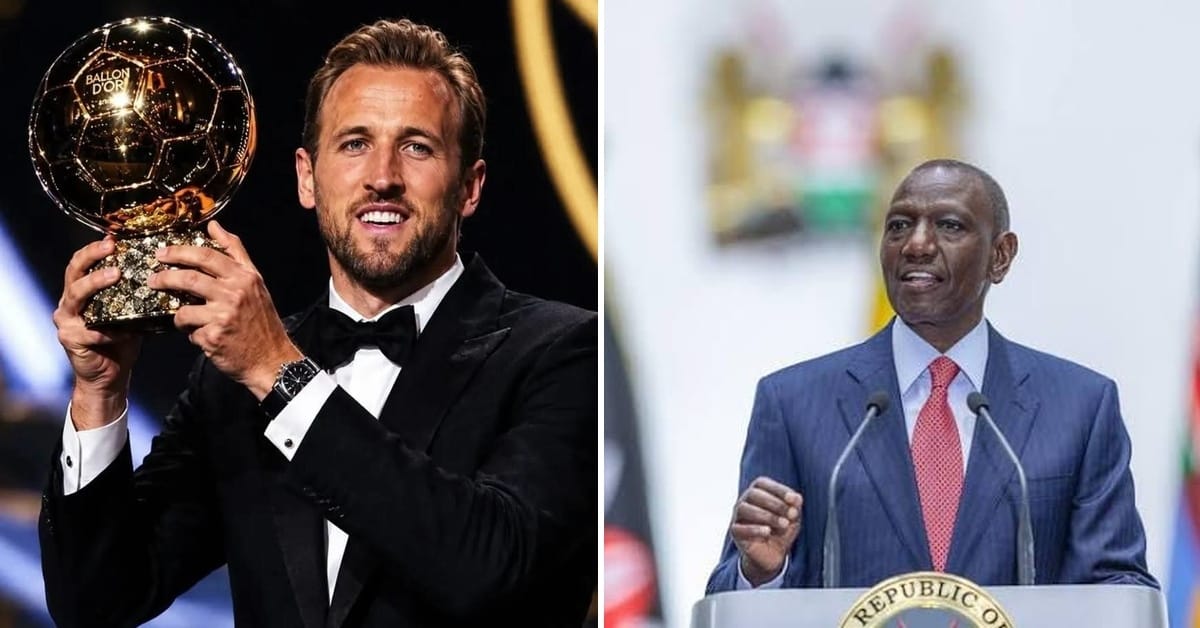 Bayern Munich's Striker Harry Kane and President William Ruto