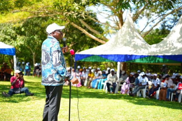 Siaya Governor James Orego addresing the Liberal Democratic Party (LDP) delegates in Kwale County on Saturday. October 24, 2026.PHOTO/@orengo_james/X