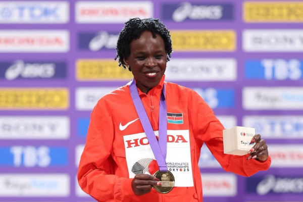 Kenyan marathon runner and former Olympic champion Peres Jepchirchir. PHOTO/https://www.facebook.com/WorldAthletics