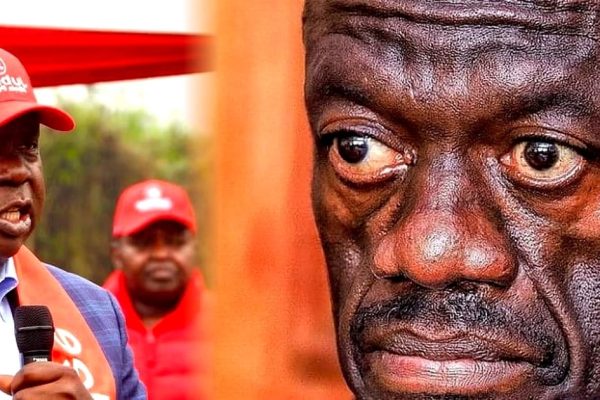 Interim Jubilee Party Leader Fred Matiang'i and Uganda's opposition leader Kizza Besigye.PHOTO/RonnyTV