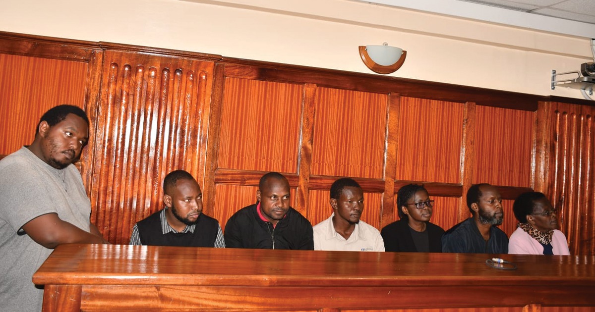 The seven accused persons in Dr Victoria Mutiso's murder case.PHOTO/@ODPP_KE/X