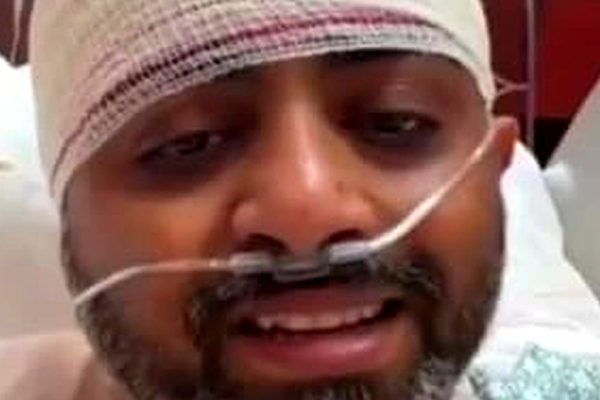 FlyDubai pilot Smit Machchhar, as he is recovering in a hospital in the United Arab Emirates